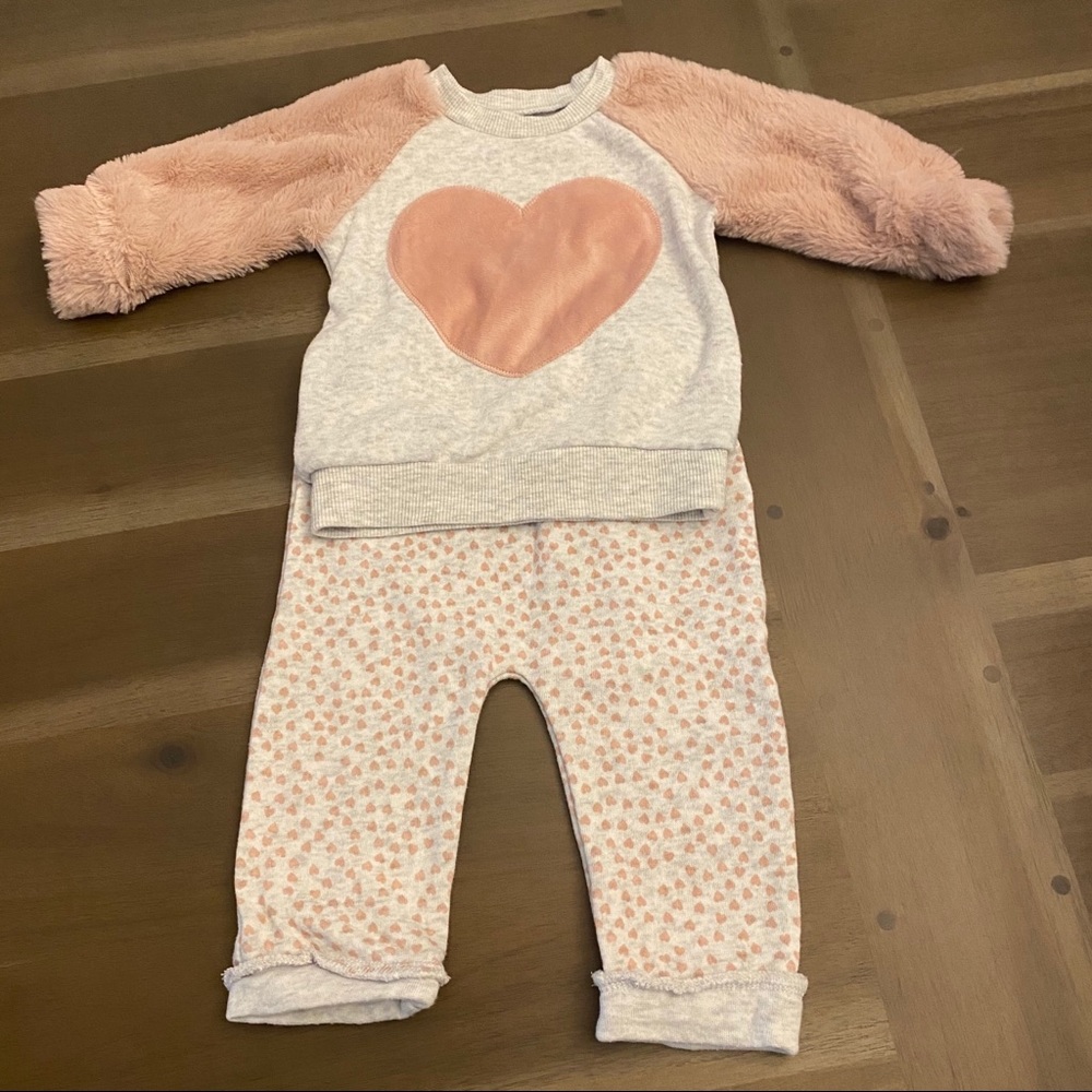 2/$20💥Rene Rofe Pink Baby Girl Heart Matching Set